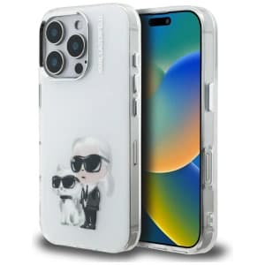 Karl Lagerfeld IML Aquarelle Karl & Choupette & Logo Apple iPhone 16 Pro Max weiß
