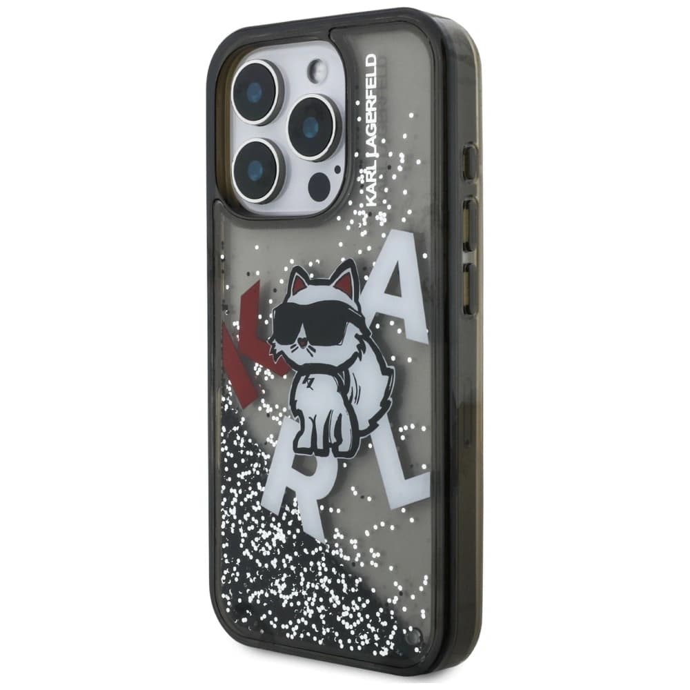 Karl Lagerfeld Liquid Glitter Choupette Logo Apple iPhone 16 Pro black - 2