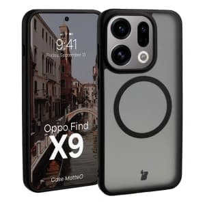 Etui z pierścieniem magnetycznym Bizon Case MatteO do Oppo Find X9 przydymione-czarne