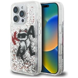Karl Lagerfeld Liquid Glitter Choupette Logo Apple iPhone 16 Pro clear