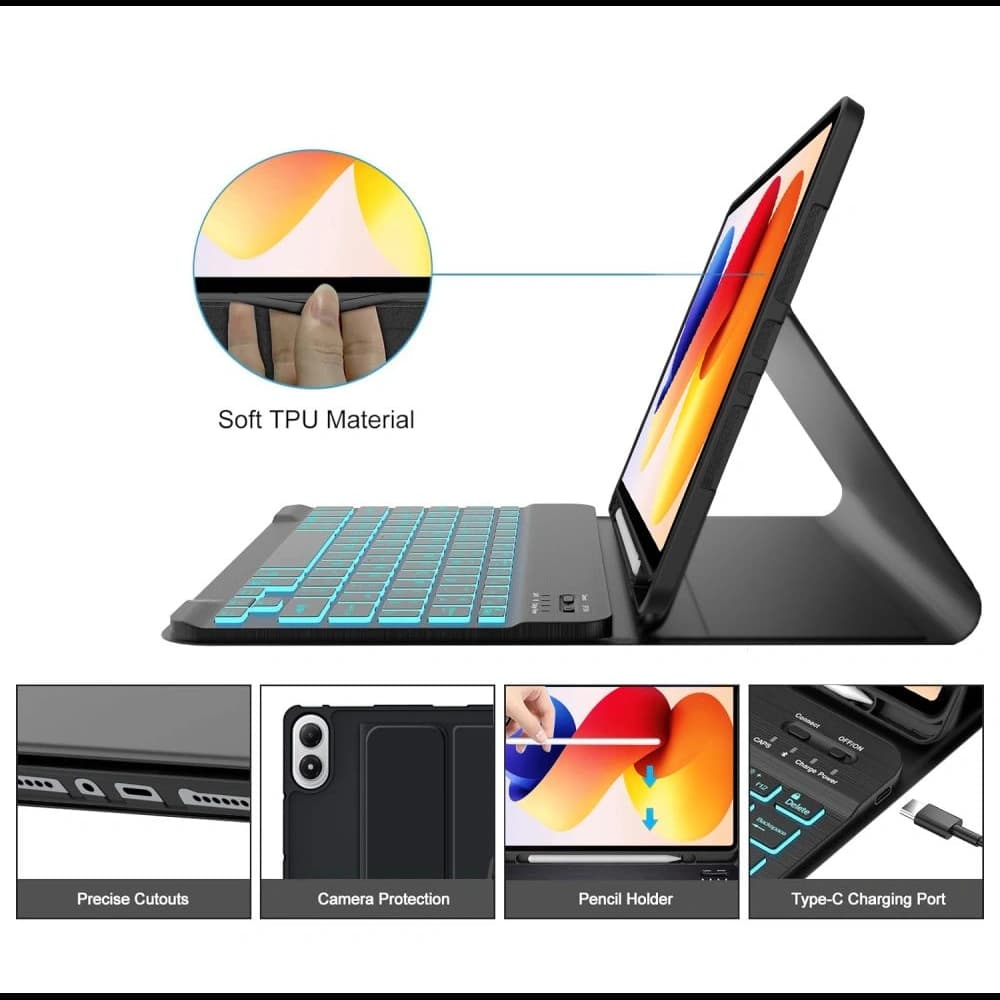 Tech-Protect SmartCase Stilou + Tastatură Xiaomi Poco Pad M1 / Redmi Pad 2 Pro 12.1 Negru
 - 4