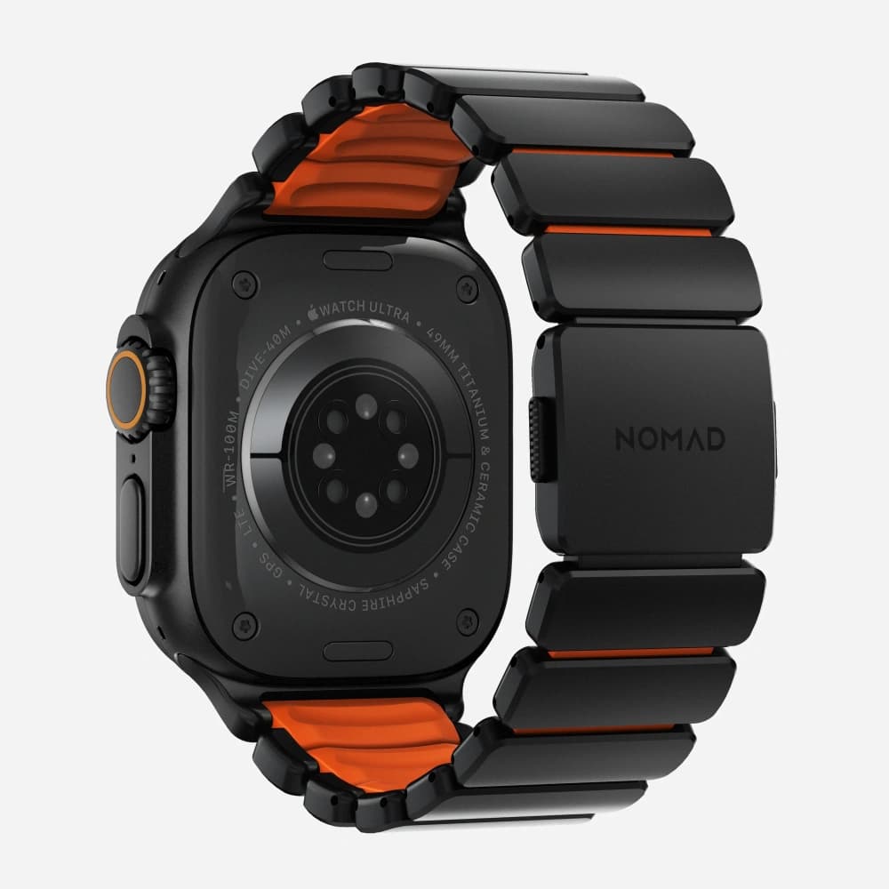NOMAD Stratos Band - tytanowa bransoleta do Apple Watch 49mm z FKM (black titanium, ultra orange FKM) - 10