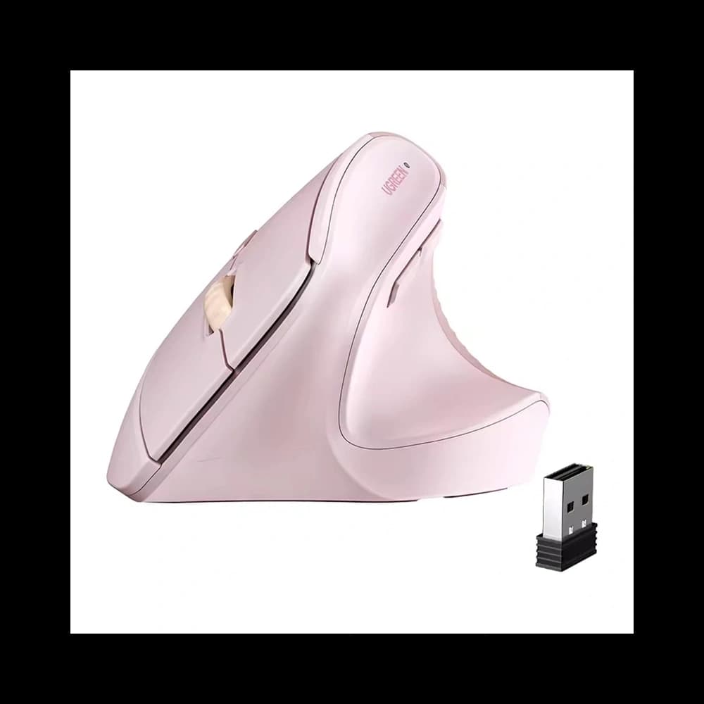 Ugreen M571 Wireless Vertikale Maus 2.4G 4000 DPI 1xAA (rosa)
 - 2