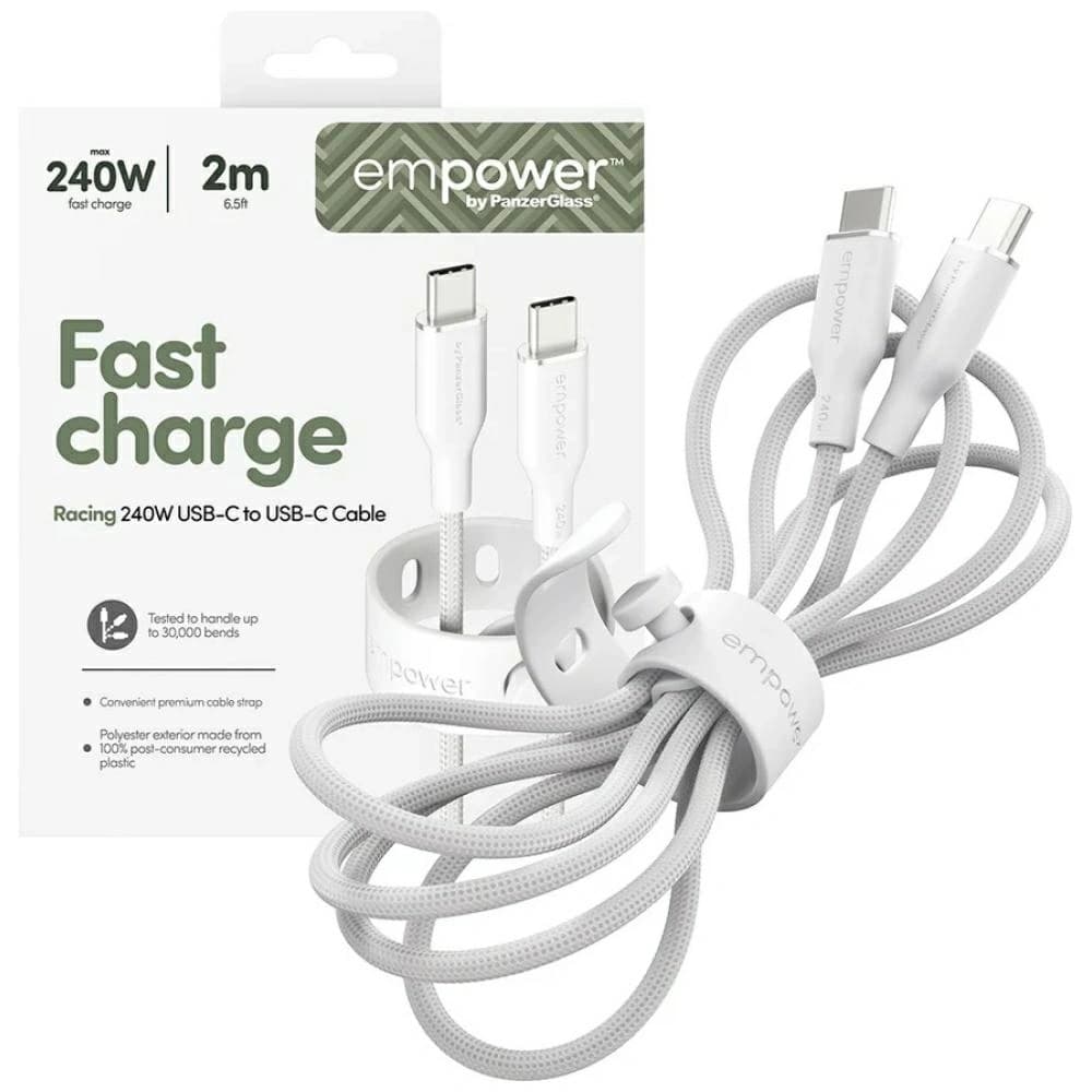 Cable by PanzerGlass Racing Empower 240W USB-C / USB-C 2m silver-white - 5