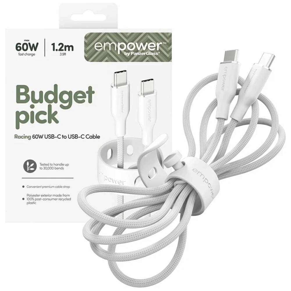 Cable by PanzerGlass Racing Empower 60W USB-C / USB-C 1.2m silver-white - 5