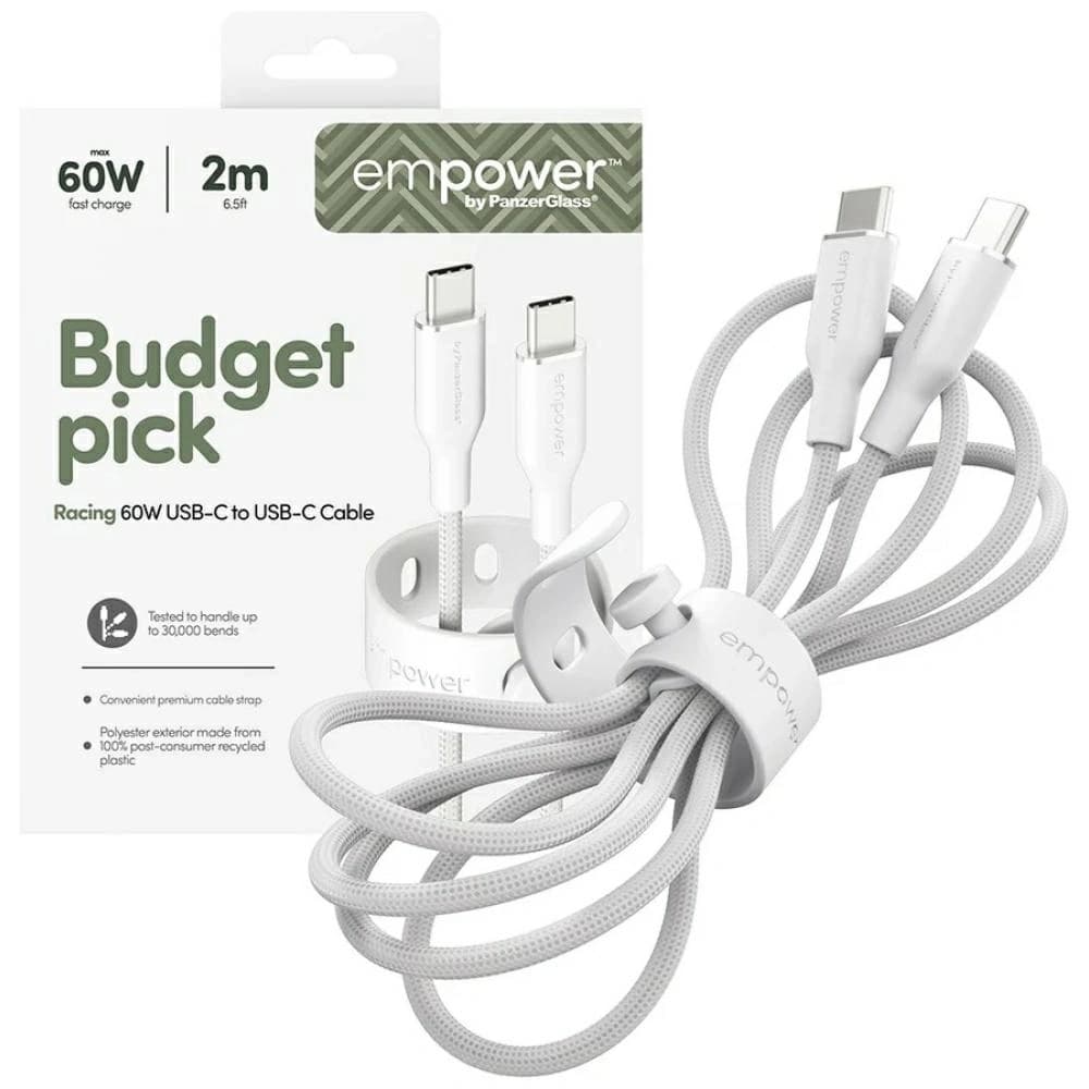 Cable by PanzerGlass Racing Empower 60W USB-C / USB-C 2m silver-white - 5
