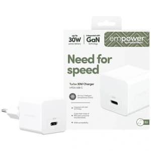 Empower von PanzerGlass Turbo 30W USB-C Wandladegerät Silber-Schwarz
