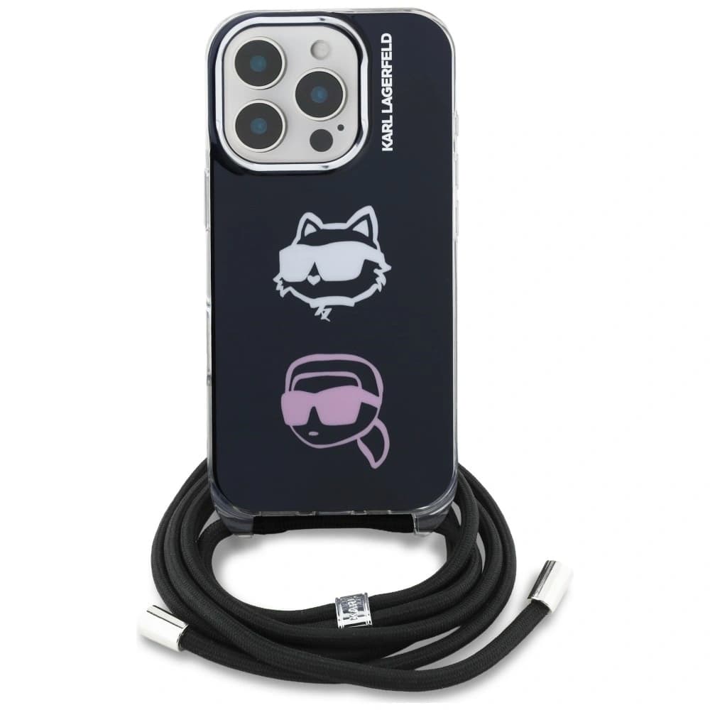 Karl Lagerfeld IML Umhängetasche Karl&Choupette Kopf Apple iPhone 16 Pro schwarz
 - 2