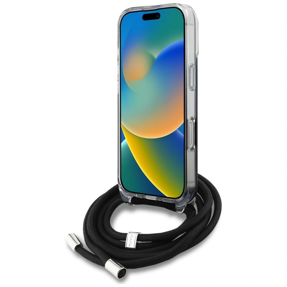 Karl Lagerfeld IML Umhängetasche Karl&Choupette Kopf Apple iPhone 16 Pro schwarz
 - 4