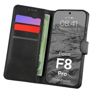 Etui z klapką Bizon Case Pocket do Xiaomi POCO F8 Pro czarne