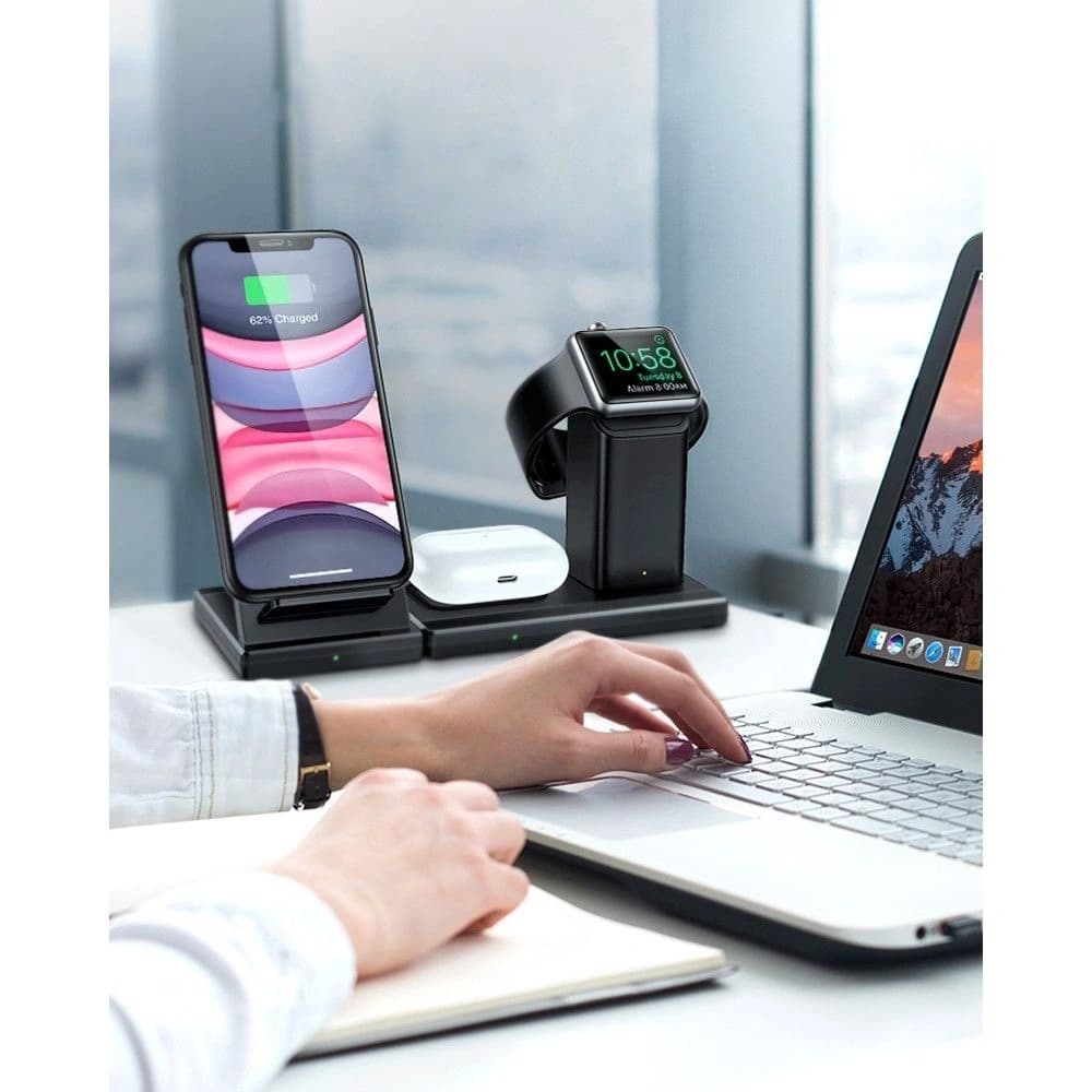 Töltőállomás 3w1 ESR Vezeték nélküli Töltőállomás Fekete - 4