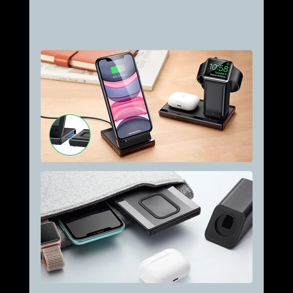 Töltőállomás 3w1 ESR Vezeték nélküli Töltőállomás Fekete - 5