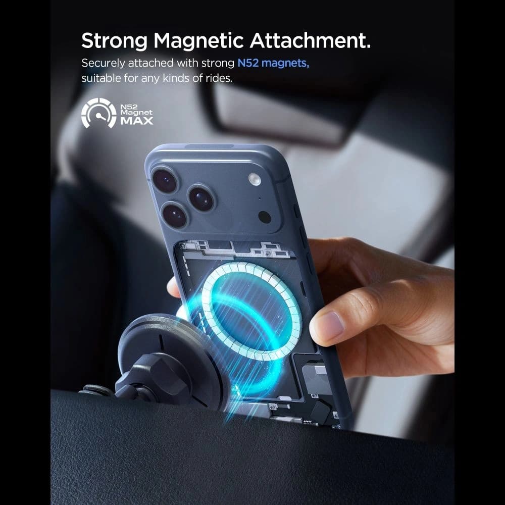 Spigen EV15MAQ Essential Magnetic MagSafe Vent Car Mount Wireless Charger 15W QI2 Negru - 3