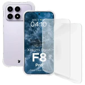 Elastyczne etui + 2x folia na ekran Bizon Case Clear Pack do Xiaomi POCO F8 Pro