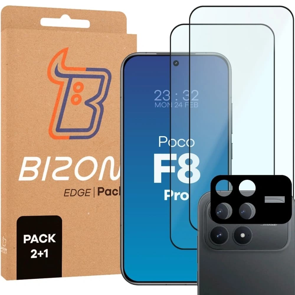 2x Szkło + szybka na aparat Bizon Edge Pack do Xiaomi POCO F8 Pro - 1