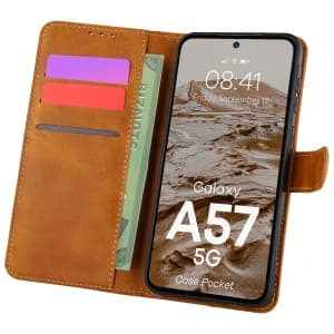 Etui z klapką Bizon Case Pocket do Samsung Galaxy A57 5G brązowe
