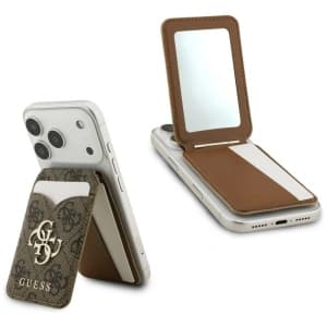 Guess 4G Stand & Mirror MagSafe Wallet Brown