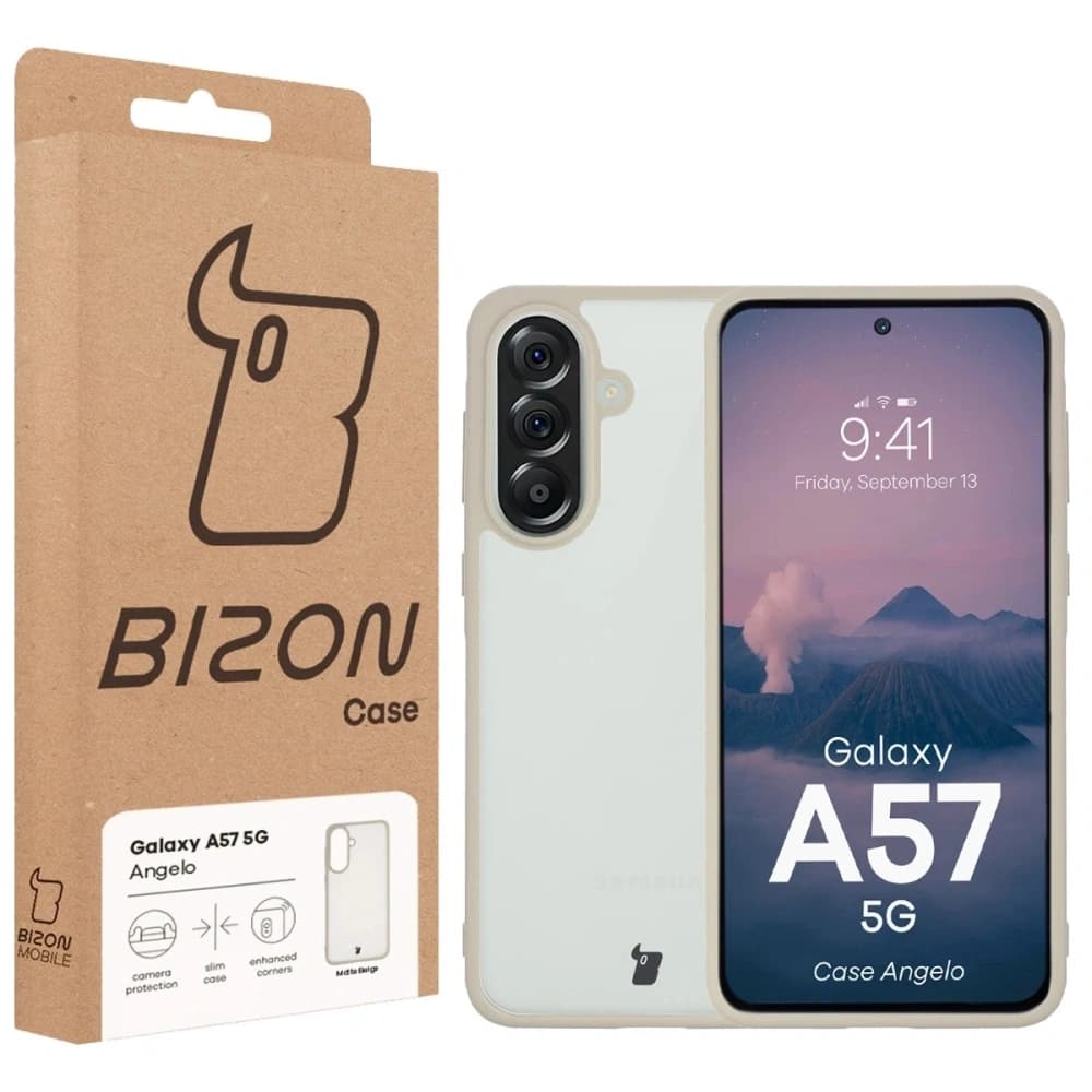 Bizon Case Angelo Samsung Galaxy A57 5G semi-transparent cu un cadru bej
 - 6
