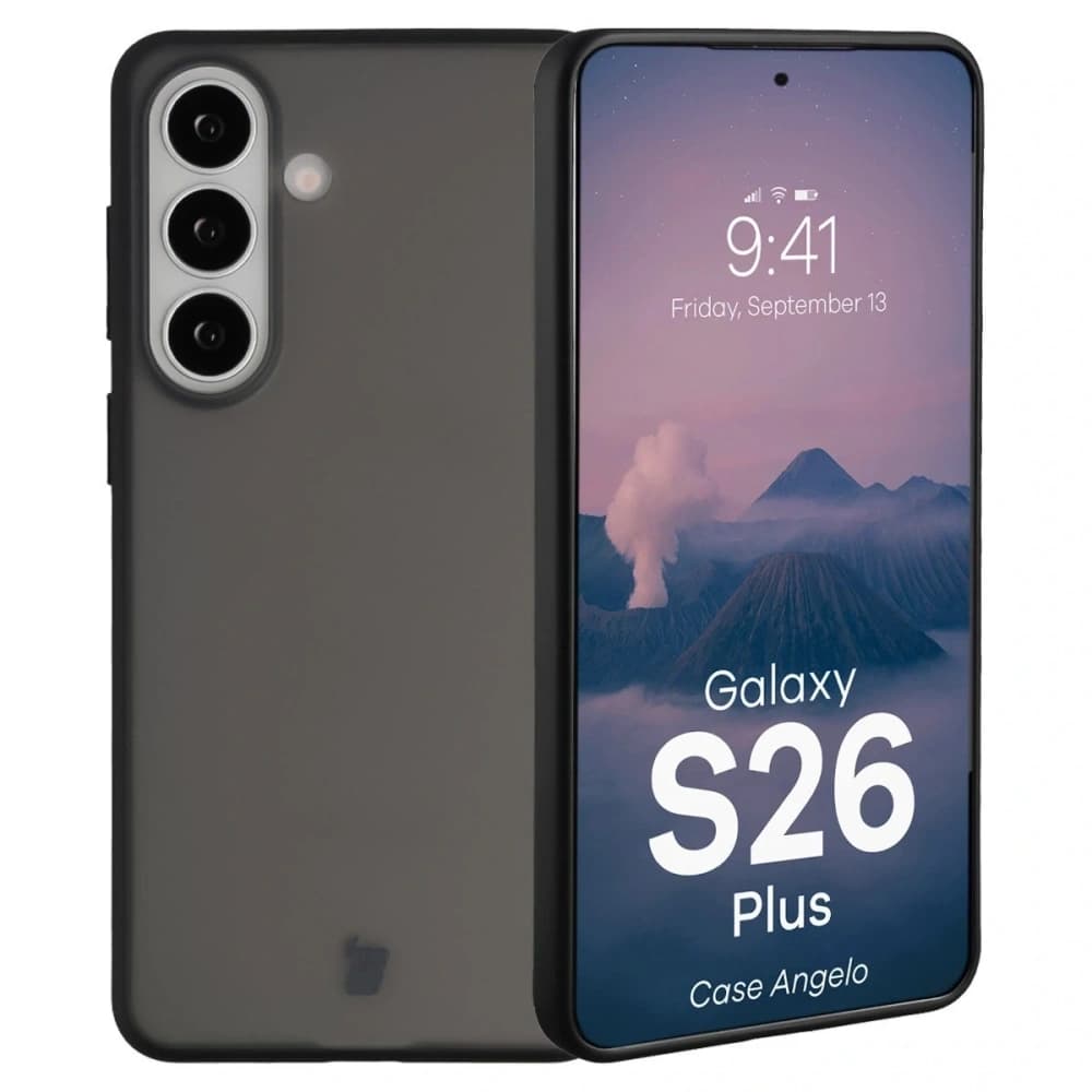 Etui Bizon Case Angelo do Samsung Galaxy S26+ Plus przydymione z czarną ramką - 1