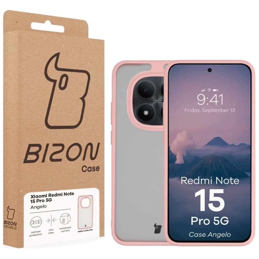 Bizon Case Angelo Xiaomi Redmi Note 15 Pro 5G halbtransparent mit einem hellrosa Rahmen
 - 6