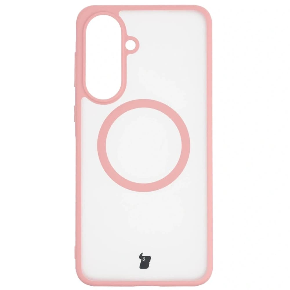 Etui z pierścieniem magnetycznym Bizon Case MatteO do Samsung Galaxy A57 5G przydymione-jasnoróżowe - 2