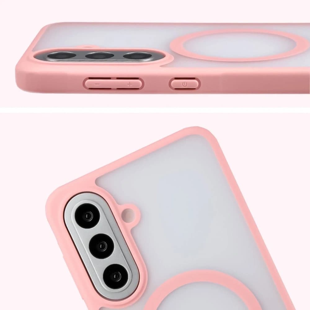 Etui z pierścieniem magnetycznym Bizon Case MatteO do Samsung Galaxy A57 5G przydymione-jasnoróżowe - 4