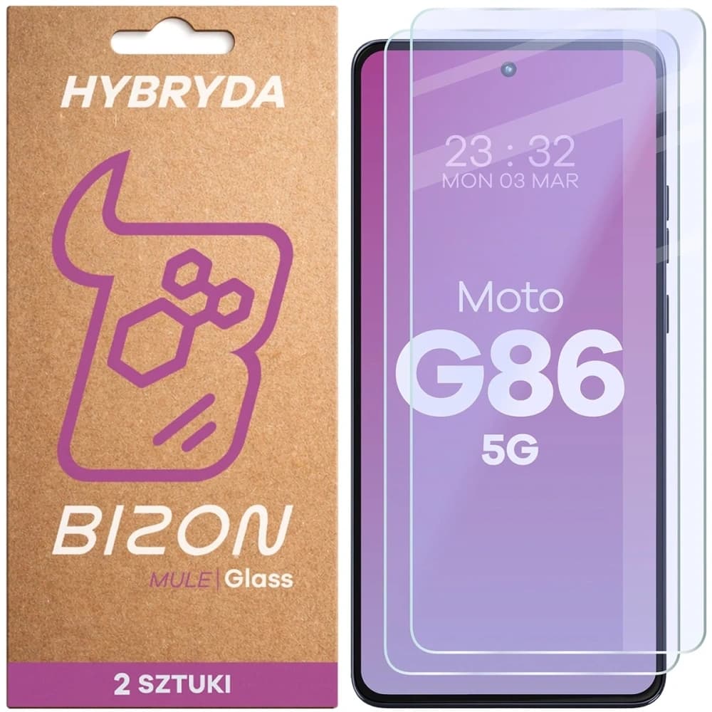 Elastyczne szkło hybrydowe Bizon Glass Mule Duo do Motorola Moto G86 5G [2 PACK] - 1