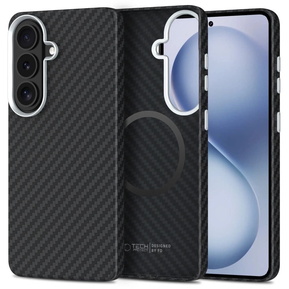 Tech-Protect Ion Carbon MagSafe Samsung Galaxy S26 Fekete/ezüst
 - 1