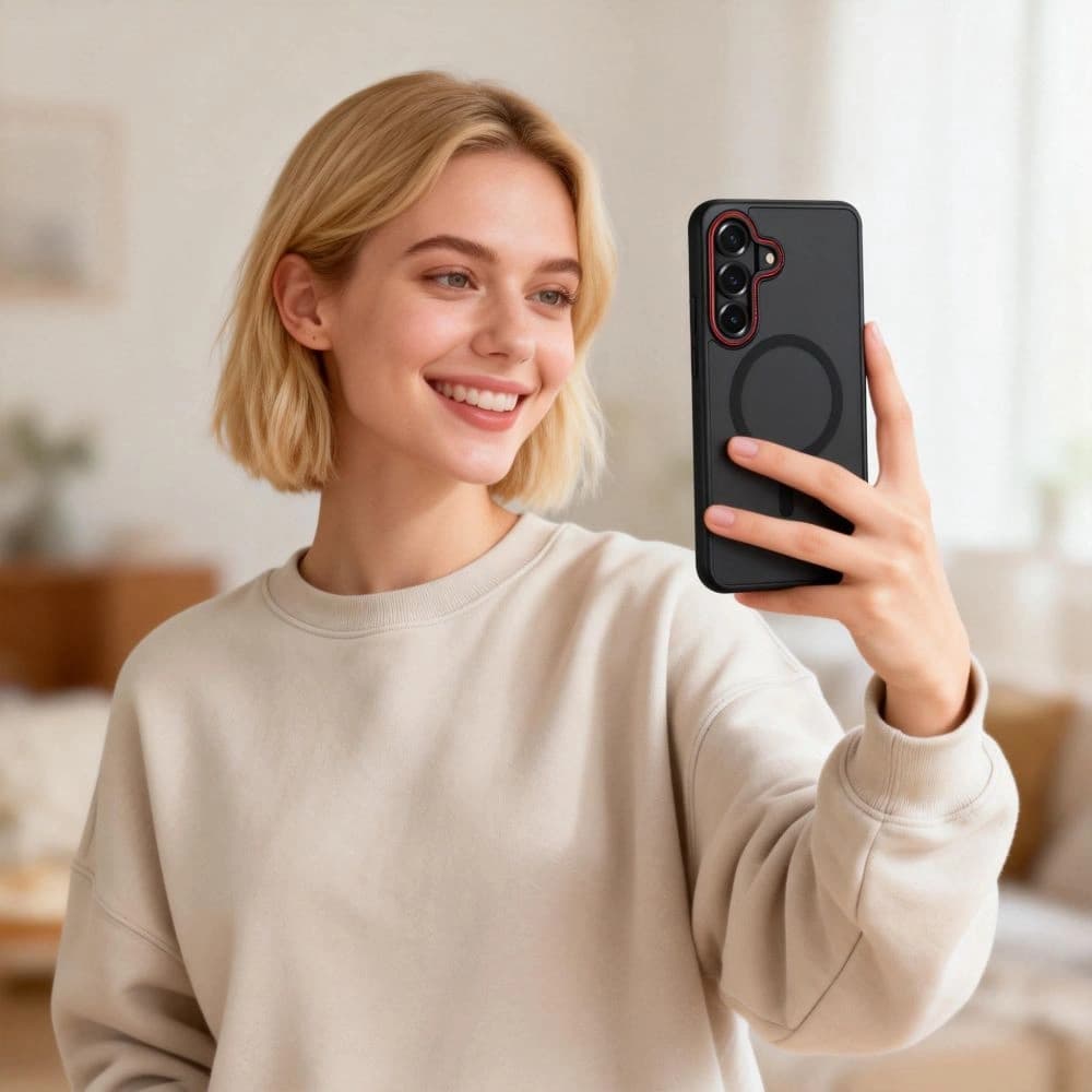 Tech-Protect MagCam MagSafe Samsung Galaxy S26 Matná černá/červená
 - 8