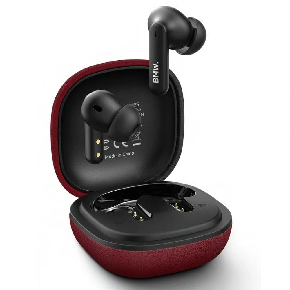 BMW Wireless in-ear Bluetooth TWS headphones Leather Metal Logo ENC red - 1
