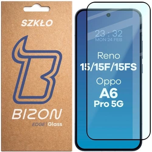 Szkło hartowane Bizon Glass Edge 2 do Oppo Reno 15 / 15 F / 15 FS / A6 Pro 5G czarna ramka