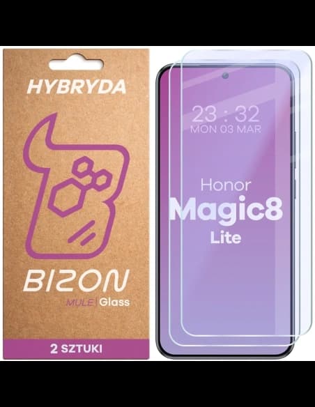 Elastyczne szkło hybrydowe Bizon Glass Mule Duo do Honor Magic8 Lite [2 PACK]