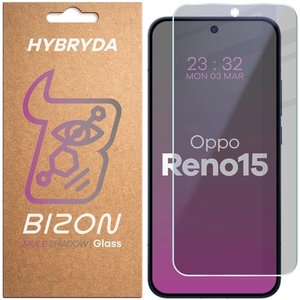 Prywatyzujące szkło hybrydowe Bizon Glass Mule Shadow do Oppo Reno 15 matowe - 1