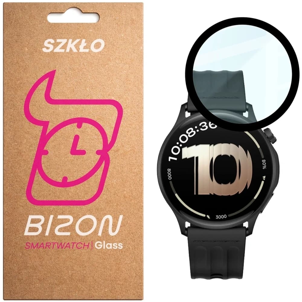 Szkło hybrydowe Bizon Glass Watch Edge Hybrid dla OnePlus Watch Lite 45 mm czarne - 1
