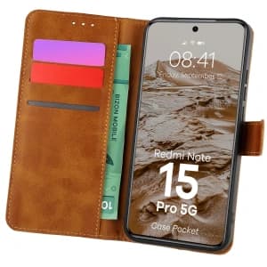 Bizon Case Pocket Xiaomi Redmi Note 15 Pro 5G brown
