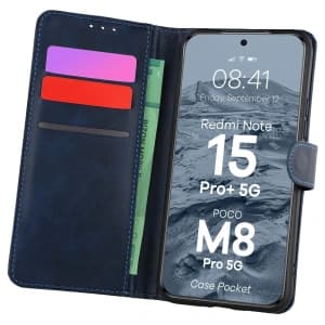 Bizon Case Pocket Xiaomi Redmi Note 15 Pro+ Plus 5G / POCO M8 Pro 5G albastru închis
