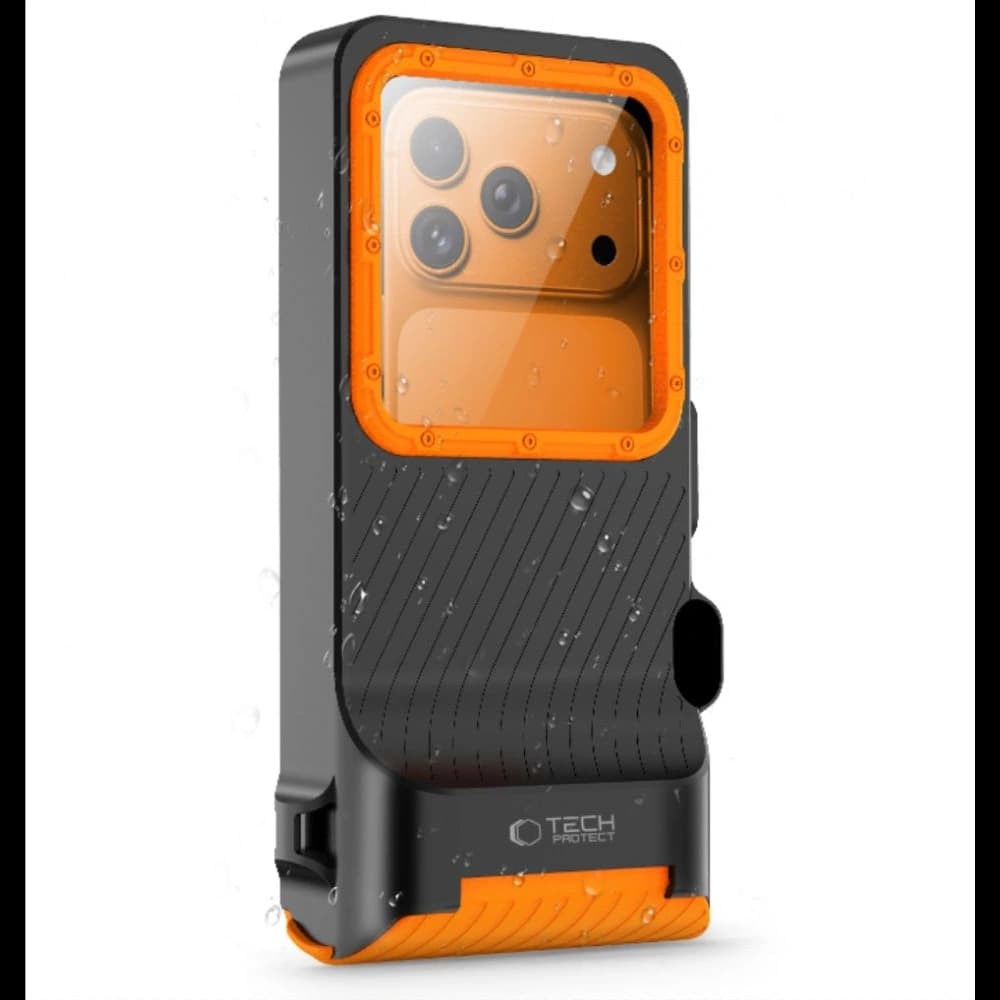 Tech-Protect IPX8 Pro Universal Diving Waterproof Case Black/orange - 2
