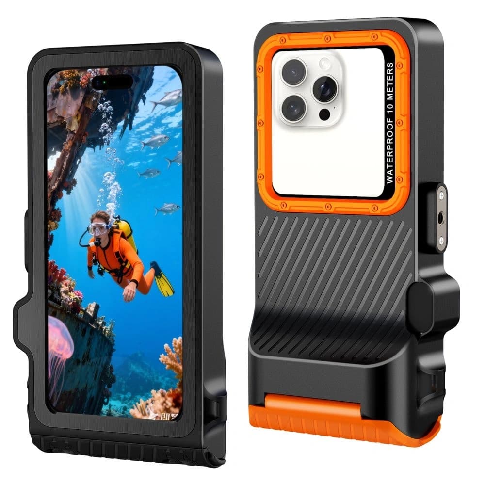 Tech-Protect IPX8 Pro Universal Diving Waterproof Case Black/orange - 3