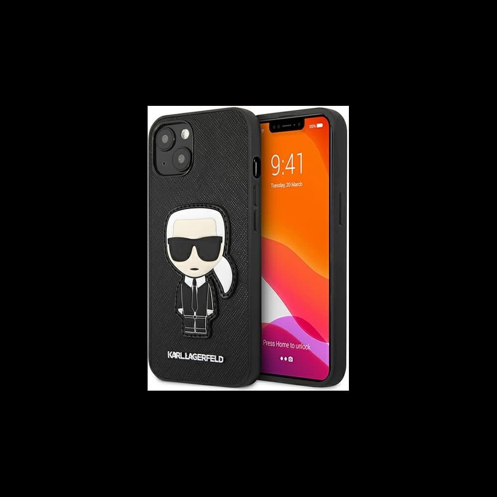 [CR] Etui Karl Lagerfeld KLHCP13SOKPK für Apple iPhone 13 mini schwarz/hartschale Saffiano Ikonik Karl's Patch - 1
