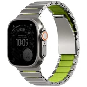 UNIQ Strova Flex pánt Apple Watch 44/45/46/49mm Series 1/2/3/4/5/6/7/8/9/10/11/SE/SE2/SE3/Ultra/Ultra 2/Ultra 3 ezüst-lime zöld