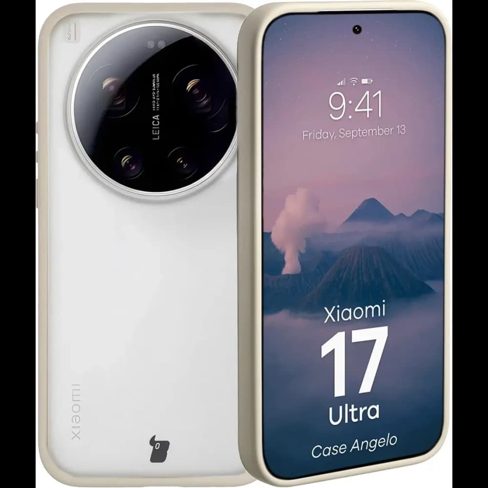 Bizon Case Angelo Xiaomi 17 Ultra félig átlátszó, bézs kerettel 
 - 1