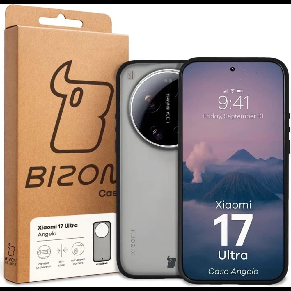 Bizon Case Angelo Xiaomi 17 Ultra füstös, fekete kerettel 
 - 6