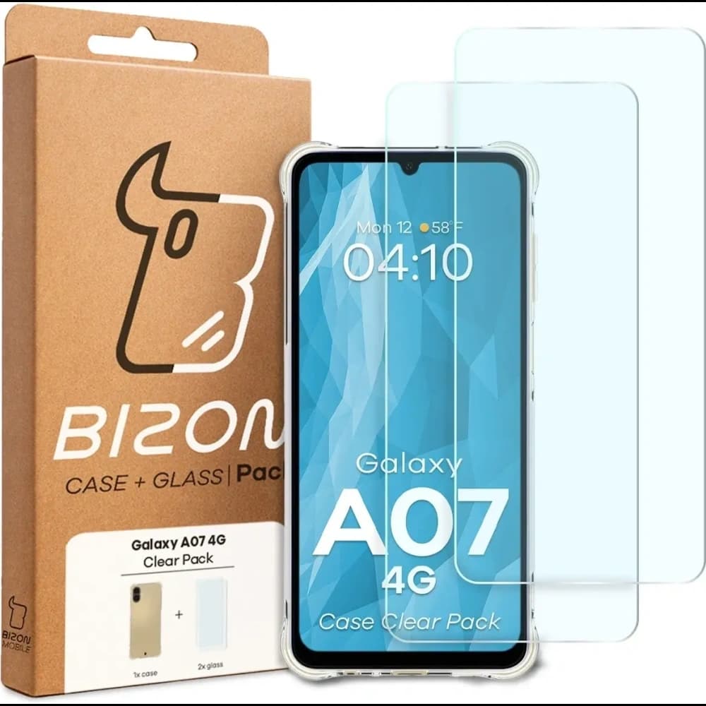 Elastyczne etui + 2x szkło hartowane Bizon Case Clear Pack do Samsung Galaxy A07 4G - 9
