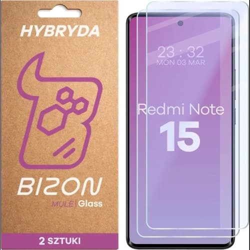 Elastyczne szkło hybrydowe Bizon Glass Mule Duo do Xiaomi Redmi Note 15 4G / 5G [2 PACK]