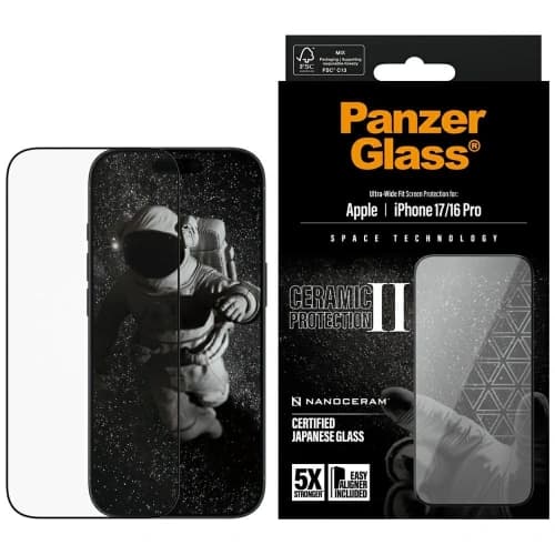 PanzerGlass Ceramic II Ultra-Wide Fit EasyAligner Apple iPhone 17 / 16 Pro
