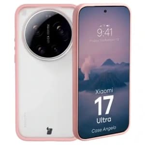 Bizon Case Angelo Xiaomi 17 Ultra semi-transparent with a light pink frame