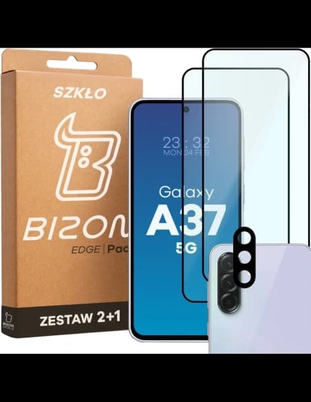 2x Szkło + szybka na aparat Bizon Edge Pack do Samsung Galaxy A37 5G