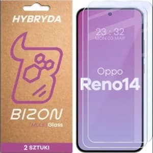 Elastyczne szkło hybrydowe Bizon Glass Mule Duo do Oppo Reno 14 [2 PACK]
