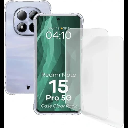Elastyczne etui + 2x folia na ekran Bizon Case Clear Pack do Xiaomi Redmi Note 15 Pro 5G