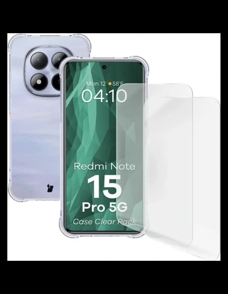 Elastyczne etui + 2x folia na ekran Bizon Case Clear Pack do Xiaomi Redmi Note 15 Pro 5G